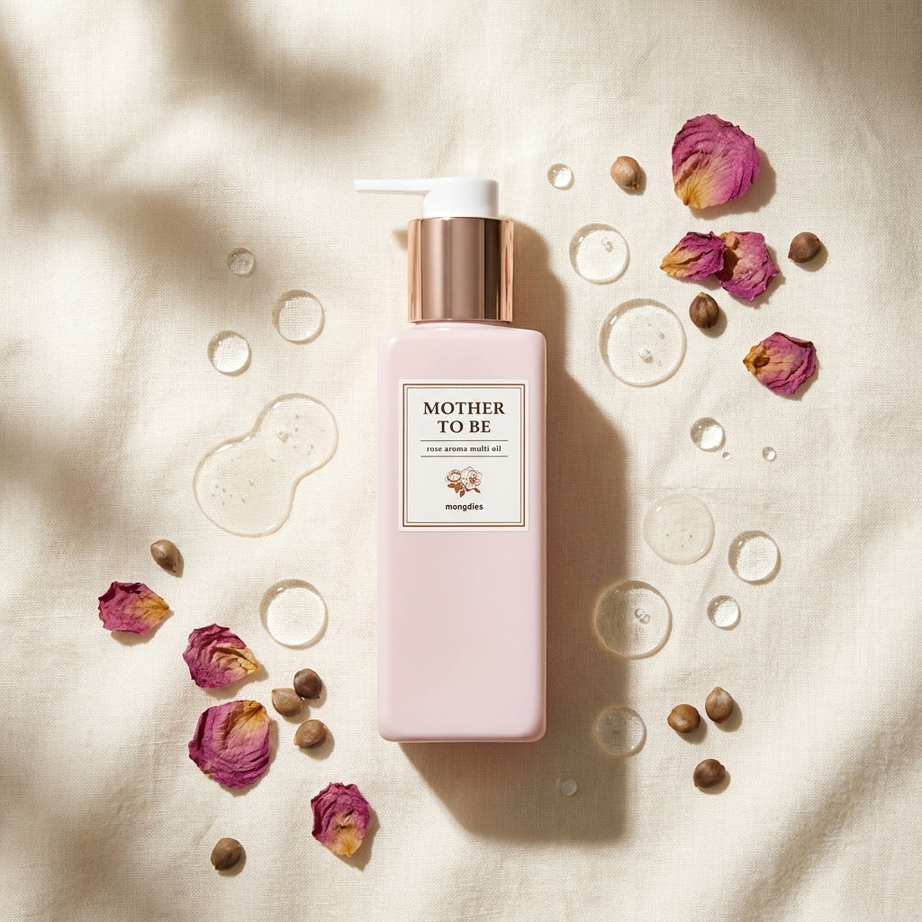 Mother to Be Body Oil 200ml - ingredient flat-lay