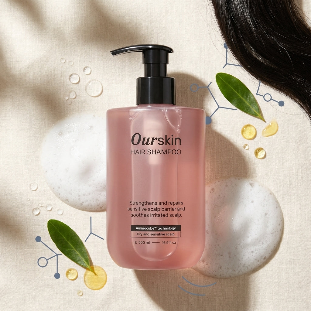Our Skin Shampoo 500ml - ingredient flat-lay