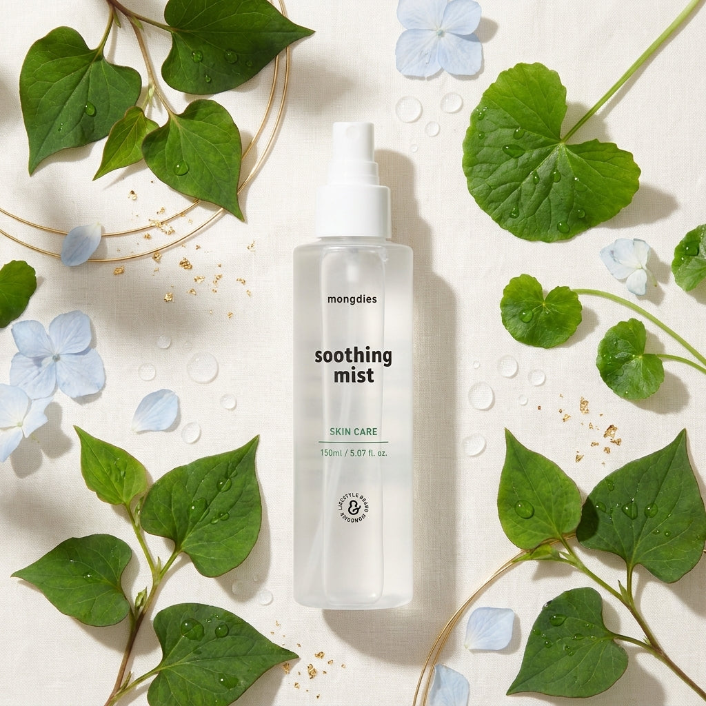 Mongdies Face Mist 150ml - ingredient flat-lay
