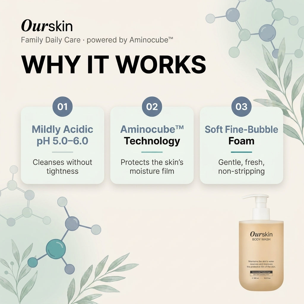 Our Skin Body Wash 500ml - how it works