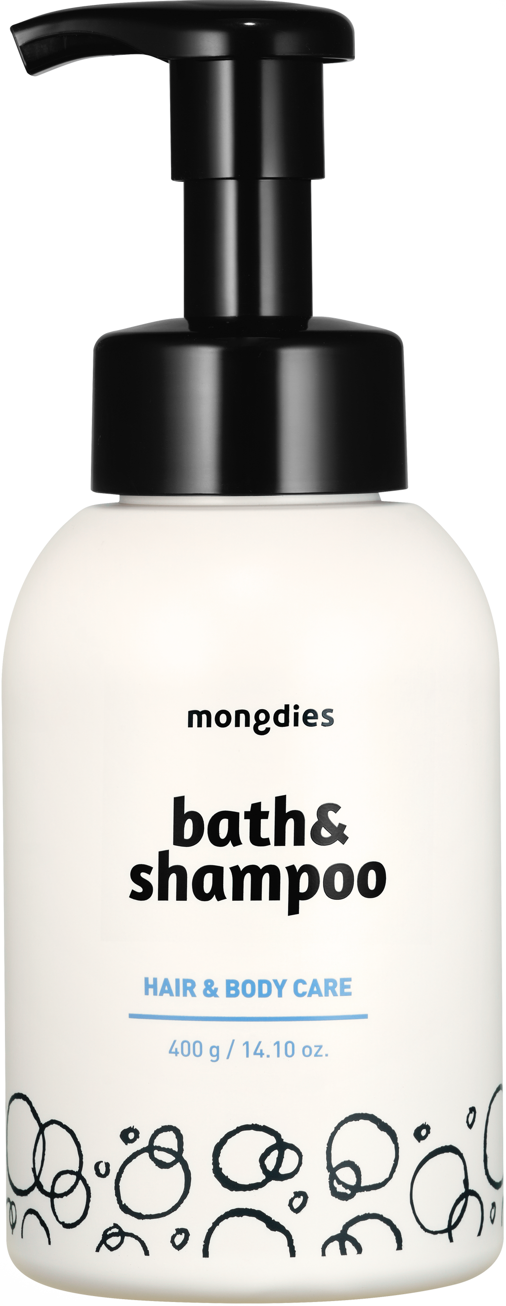 Mongdies Foaming Bath & Shampoo 400g | One-Pump Foam | Zero Rubbing | Tear-Free