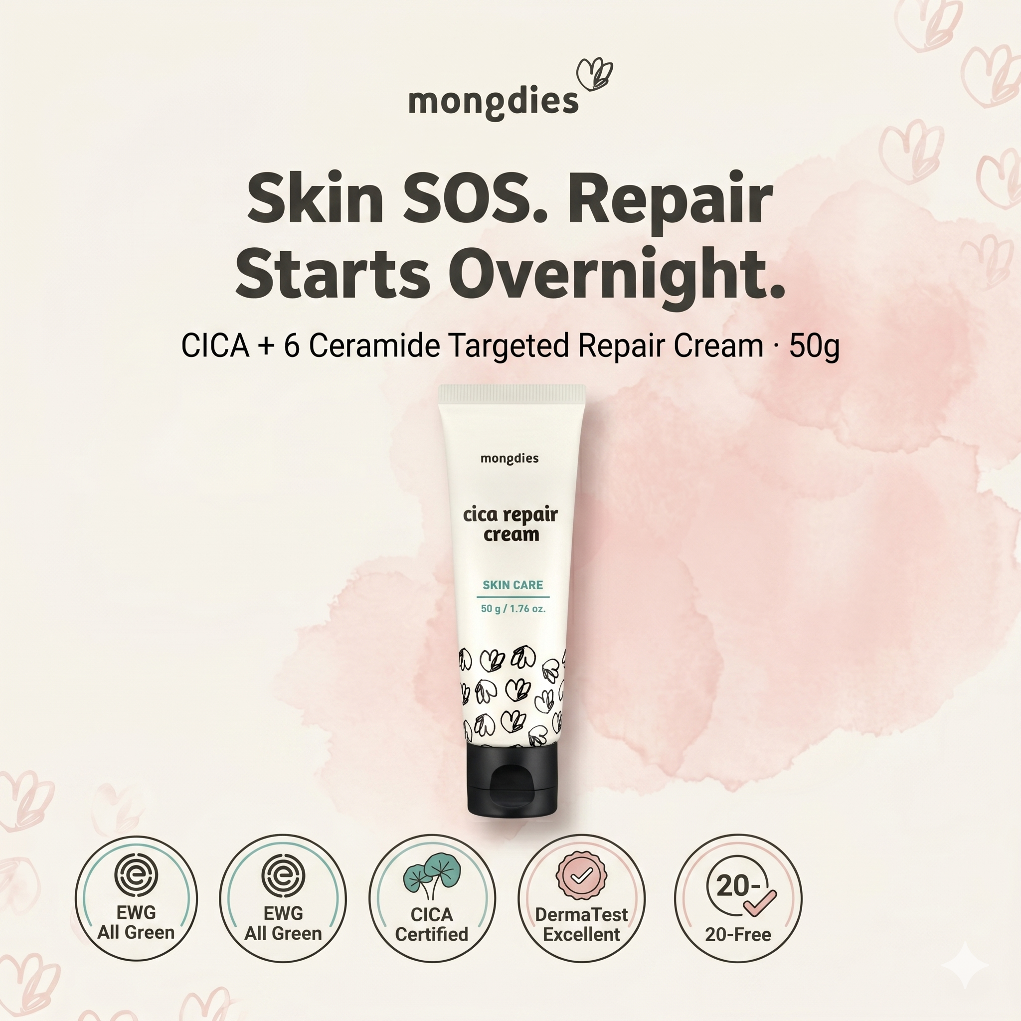 Mongdies Baby Cica Repair Cream 50g | SOS Skin Barrier | Drool Rash & Irritation | EWG Green
