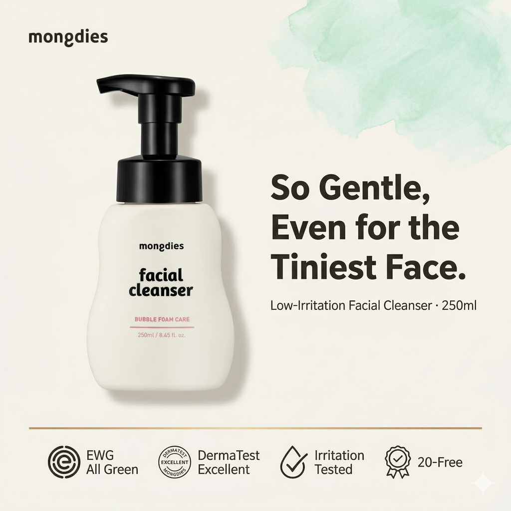 Mongdies Baby Facial Cleanser 250ml | Gentle Non-Foaming | Tear-Free