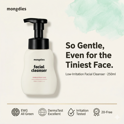 Mongdies Baby Facial Cleanser 250ml | Gentle Non-Foaming | Tear-Free