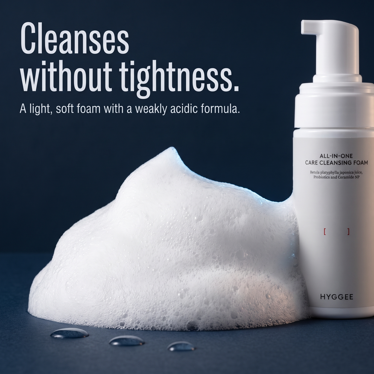 HYGGEE All-In-One Care Cleansing Foam 150 ml, foam texture