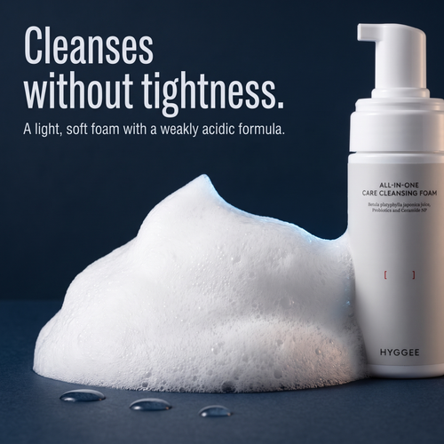HYGGEE All-In-One Care Cleansing Foam 150 ml, foam texture