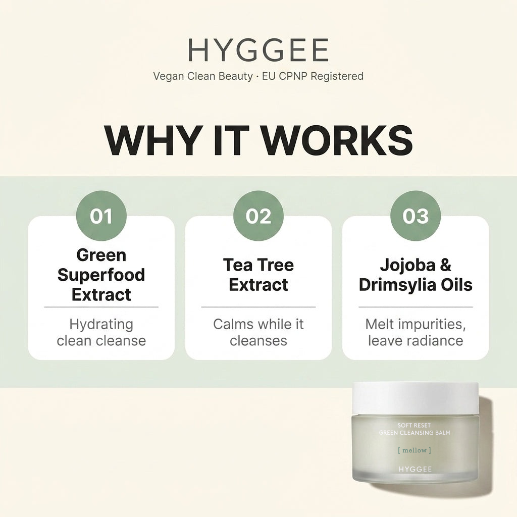 HYGGEE Soft Reset Green Cleansing Balm 100ml - how it works