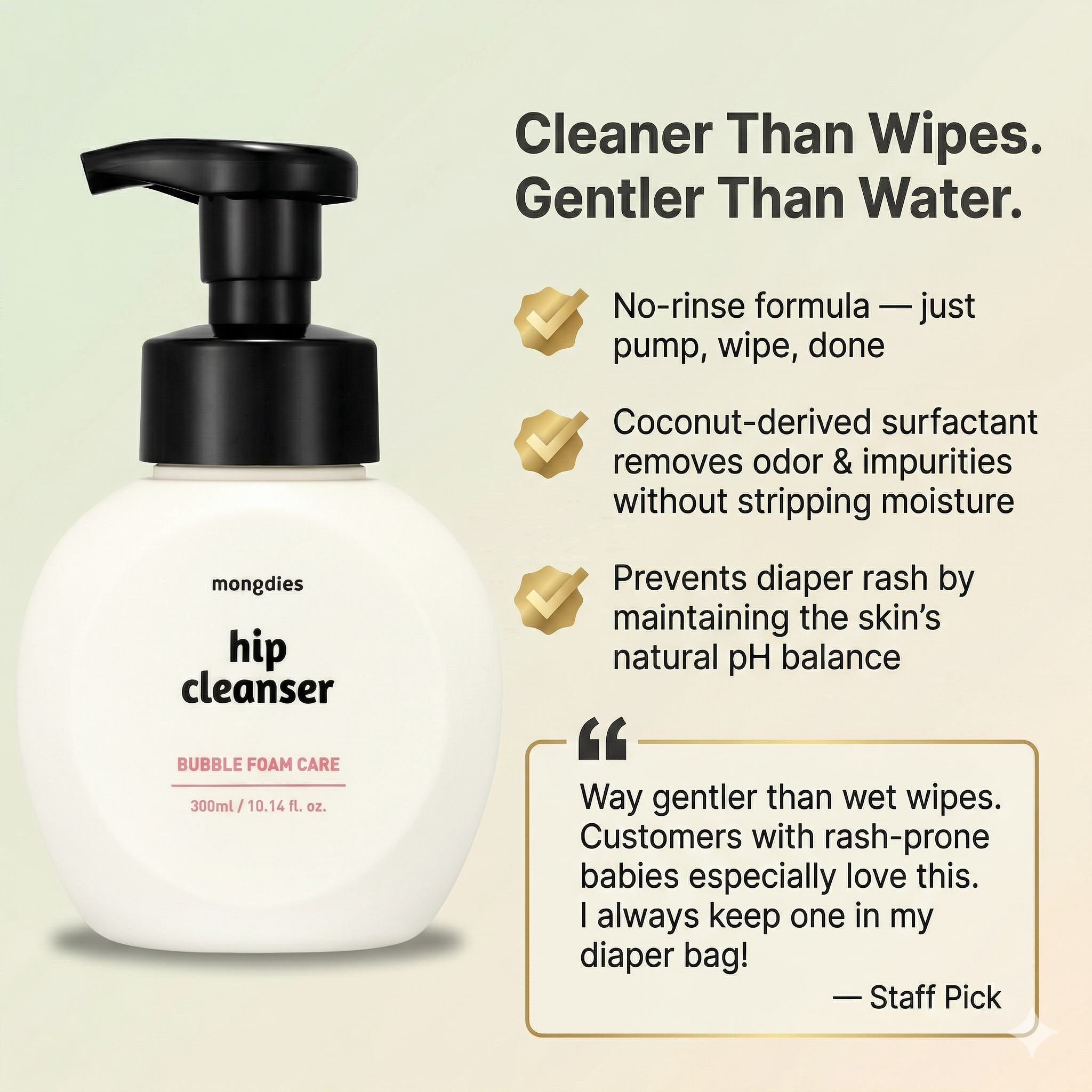 Mongdies Baby Hip Cleanser 300ml | Diaper Area Wash | pH-Balanced