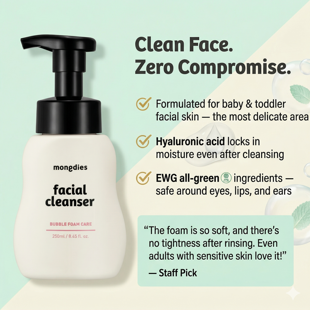 Mongdies Baby Facial Cleanser 250ml | Gentle Non-Foaming | Tear-Free