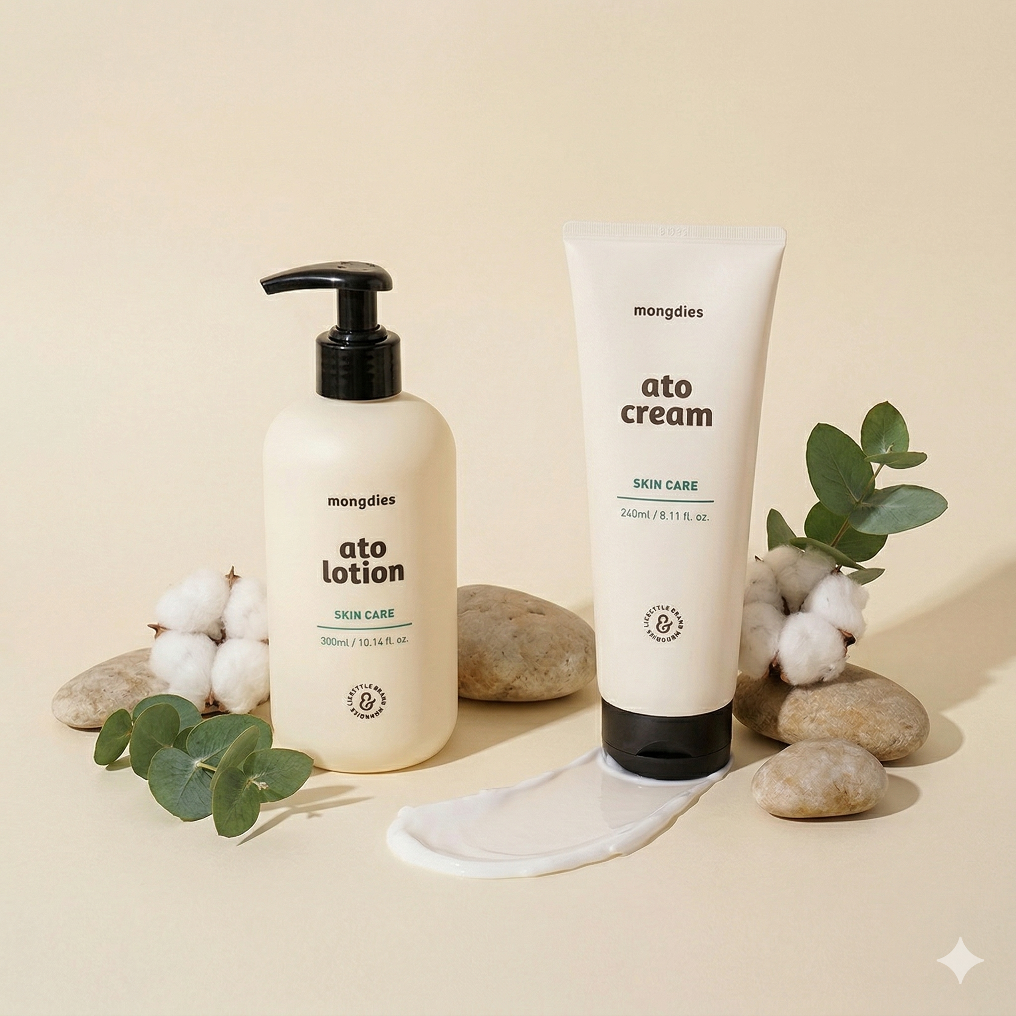 Mongdies Moisture Duo Set | Ato Lotion 300ml + Ato Cream 240ml | Baby Skincare Bundle Canada