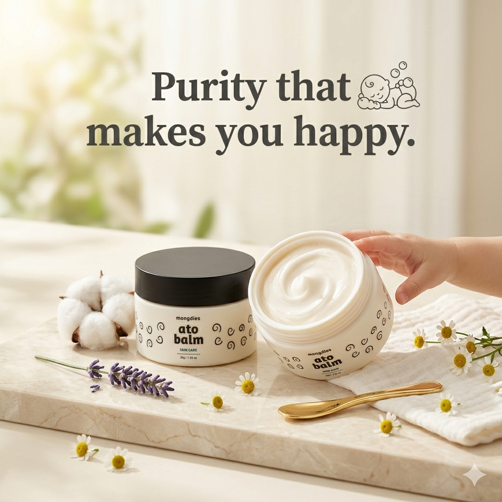 Mongdies Baby Ato Balm 30g | 100-Hour Moisture | 3-Layer Skin Repair | Portable Intensive Care