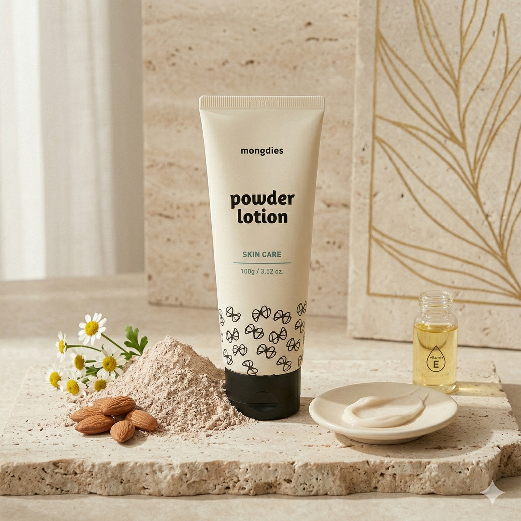 Mongdies Baby Powder Lotion 100g | Talc-Free Corn Starch | 6-Layer Ceramide | Diaper Area Protection