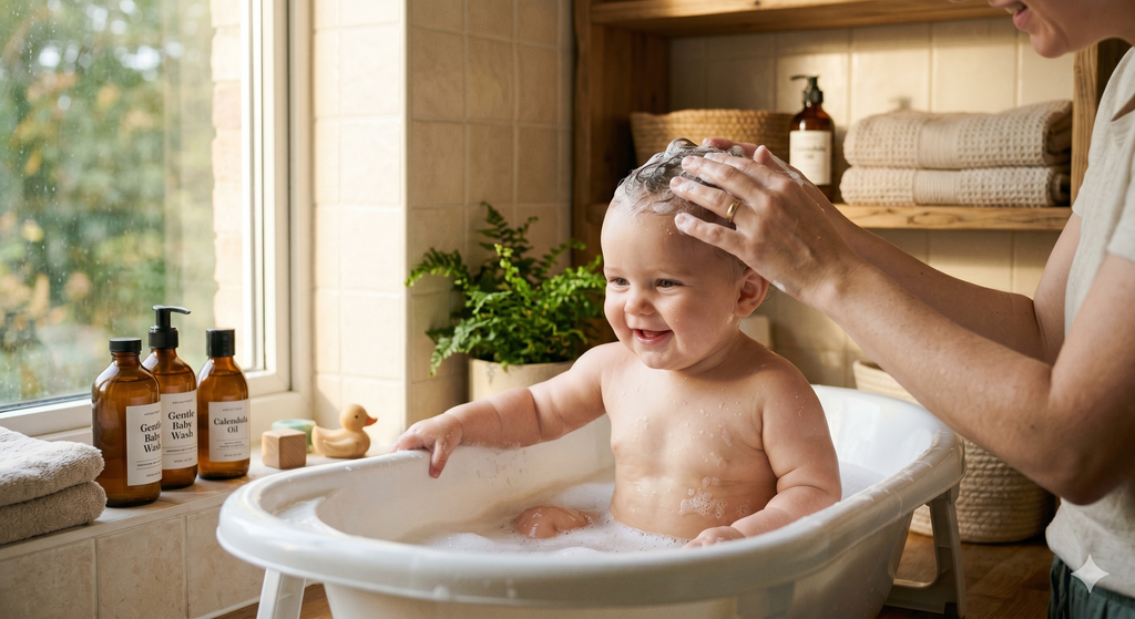 Mongdies Baby Bathtime Complete Set | Bath & Shampoo + Ato Cream + Baby Rich Oil | 3-Step Bath to Bed Skincare
