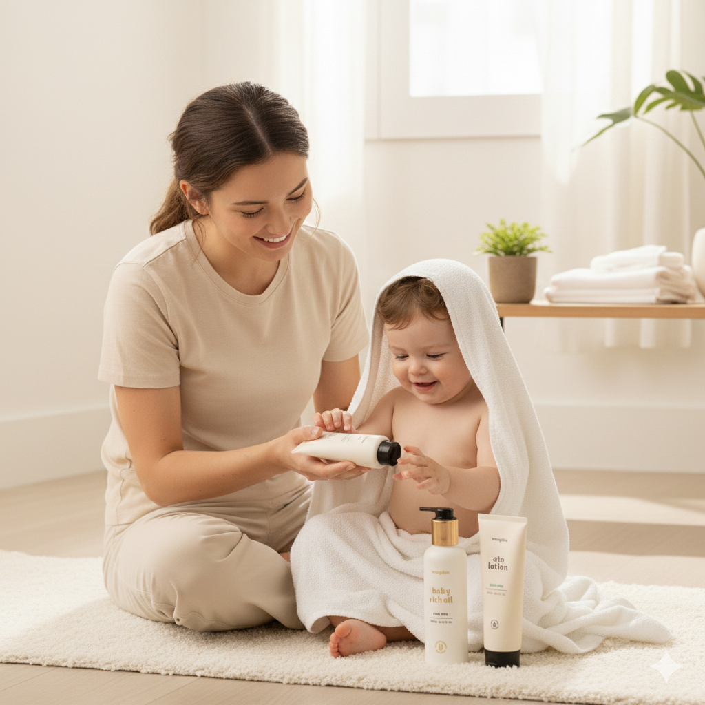 Mongdies Baby Rich Oil + Ato Lotion Bundle Set | Deep Moisture Duo for Sensitive Skin