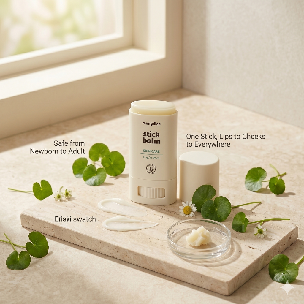 Mongdies Baby Stick Balm 17g | 100-Hour Moisture | Melting Texture | On-the-Go Barrier Care