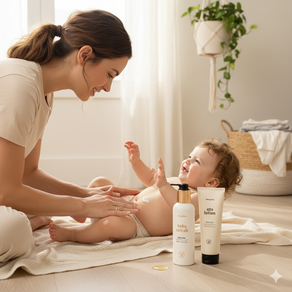 Mongdies Baby Rich Oil + Ato Lotion Bundle Set | Deep Moisture Duo for Sensitive Skin