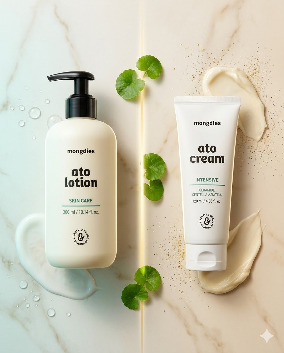 Mongdies Moisture Duo Set | Ato Lotion 300ml + Ato Cream 240ml | Baby Skincare Bundle Canada